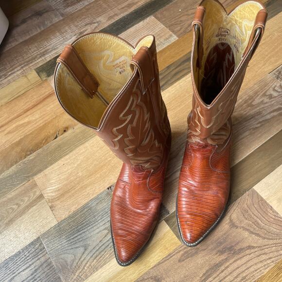Justin 8301 Vintage USA Men\'s 8.5 E Brown Western Cowboy Boots Leather
